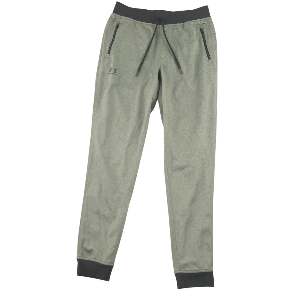 Under Armour Sportstyle Jogger Pants Mens L 34x30 Gray Stretch Zip Pockets
